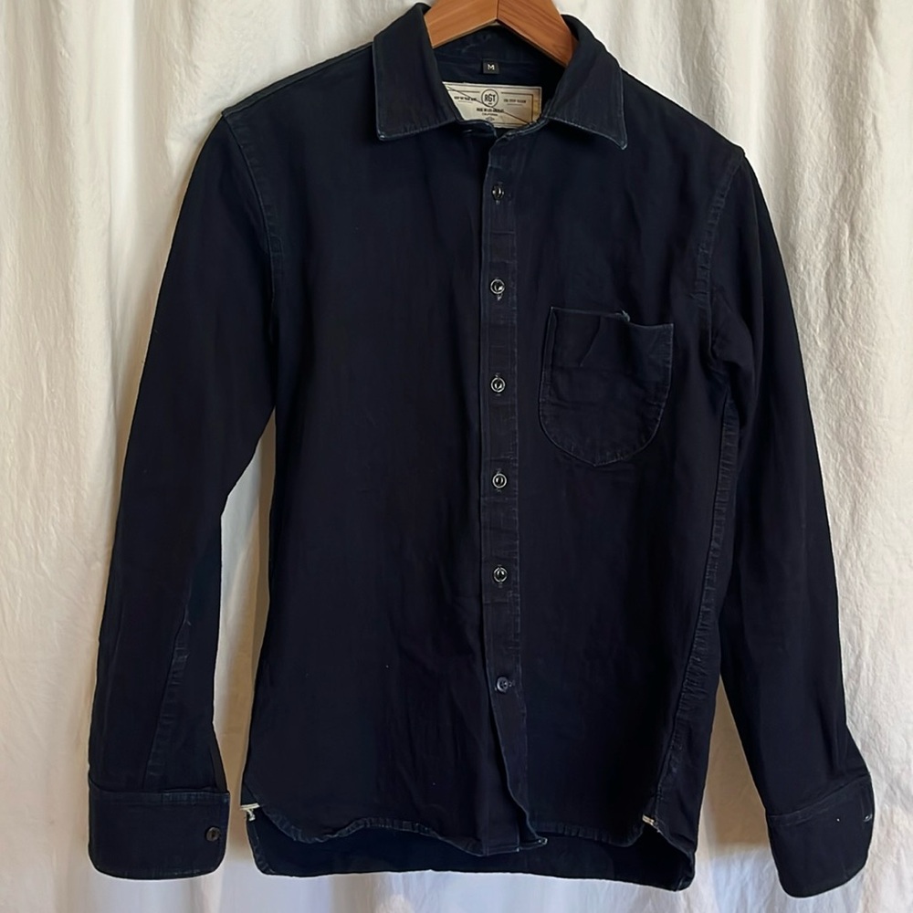 RGT Rogue Territory Japanese Indigo Denim Work Shirt Size Medium EUC